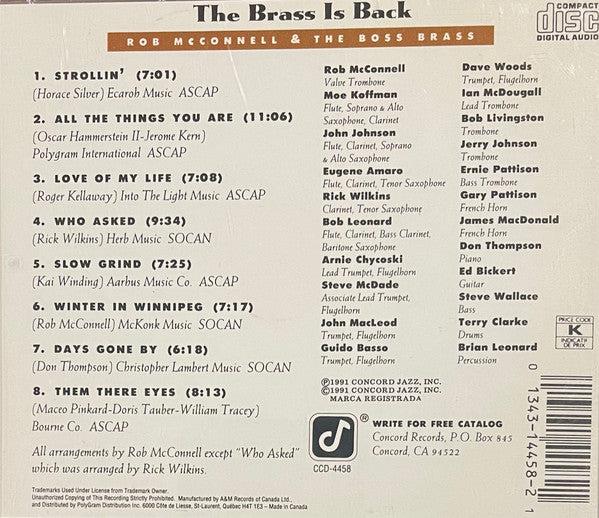 Rob McConnell & The Boss Brass : The Brass Is Back (CD, Album)