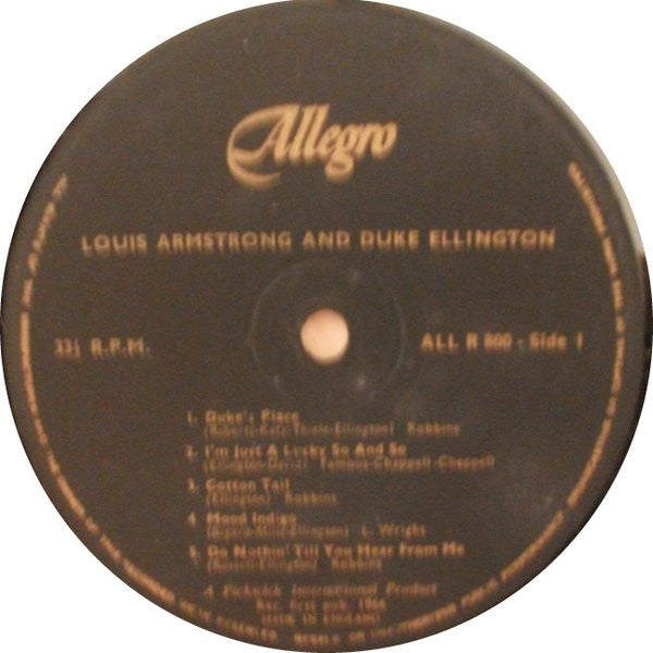 Louis Armstrong & Duke Ellington : Recording Together For The First Time (LP, Album, RE)