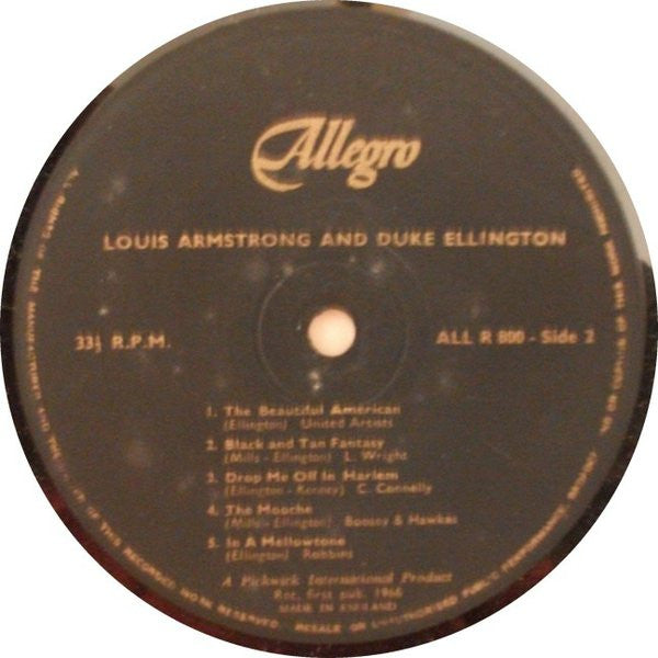 Louis Armstrong & Duke Ellington : Recording Together For The First Time (LP, Album, RE)