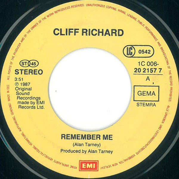 Cliff Richard : Remember Me (7", Single)