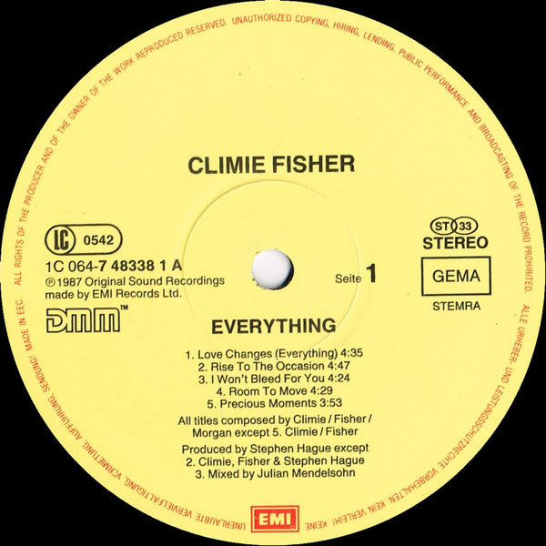 Climie Fisher : Everything (LP, Album)