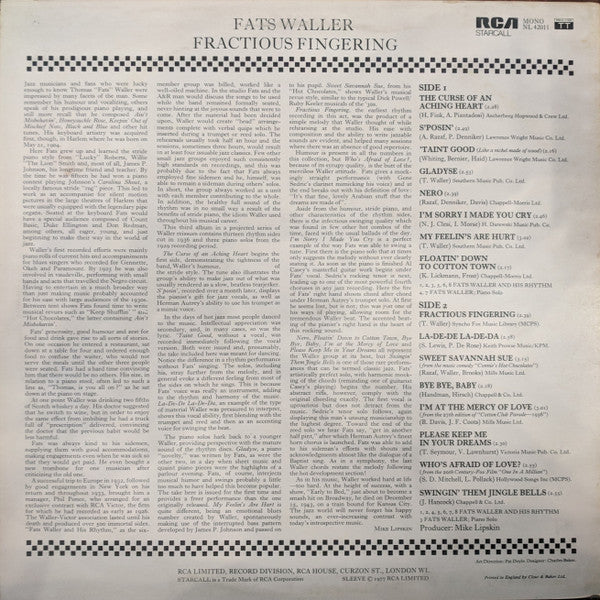 Fats Waller : Fractious Fingering (LP, Comp, RE)