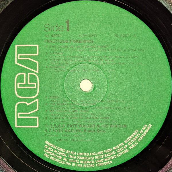 Fats Waller : Fractious Fingering (LP, Comp, RE)