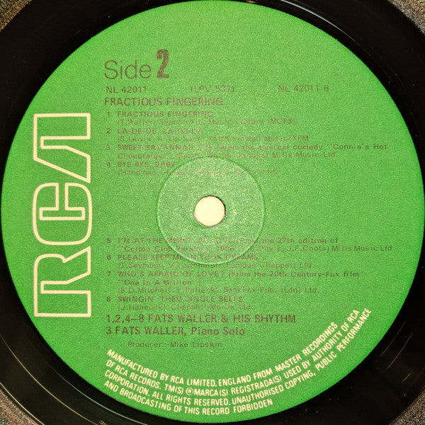 Fats Waller : Fractious Fingering (LP, Comp, RE)