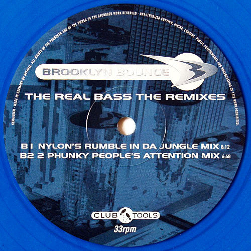 Brooklyn Bounce : The Real Bass (The Remixes) (12", Blu)