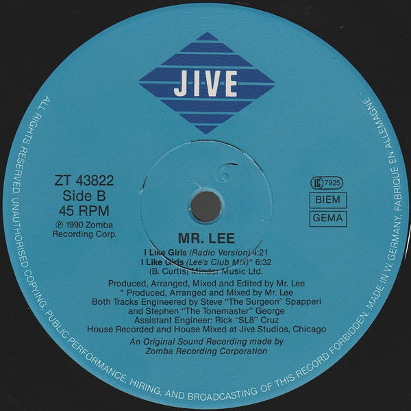 Mr. Lee : I Like Girls (12", Maxi)