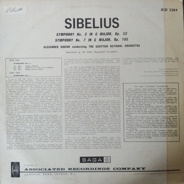 Jean Sibelius, Royal Scottish National Orchestra, Alexander Gibson : Symphony No. 3; Symphony No. 7 (LP, Mono)