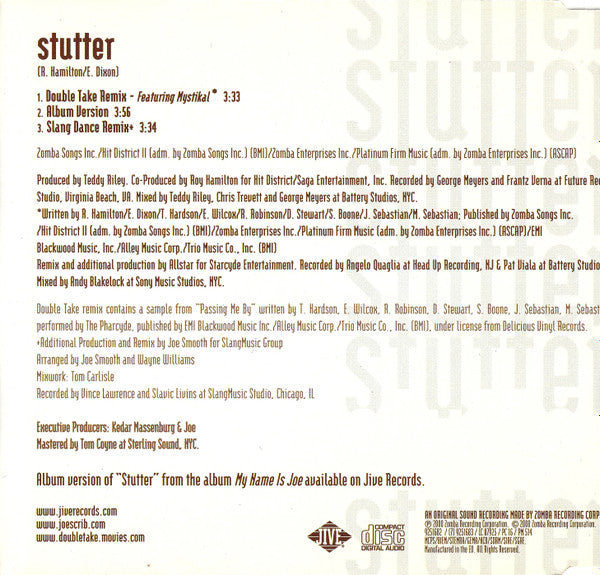 Joe Featuring Mystikal : Stutter (Double Take Remixes) (CD, Maxi)