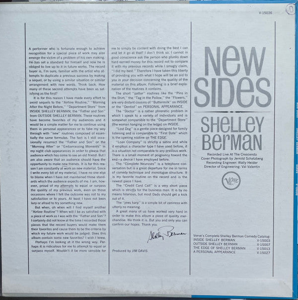 Shelley Berman : New Sides (LP, Album, Mono, MGM)