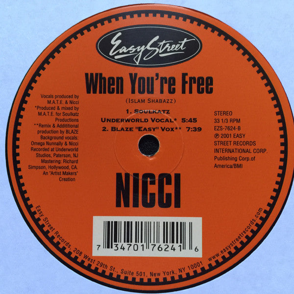 Nicci : When You're Free (12")