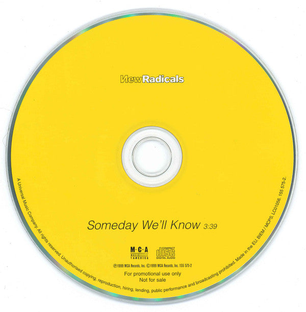 New Radicals : Someday We'll Know (CD, Single, Promo)
