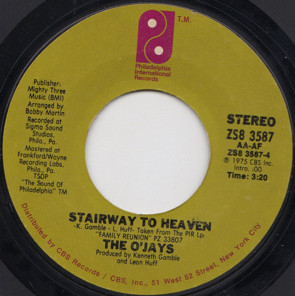 The O'Jays : Livin' For The Weekend / Stairway To Heaven (7", Ter)