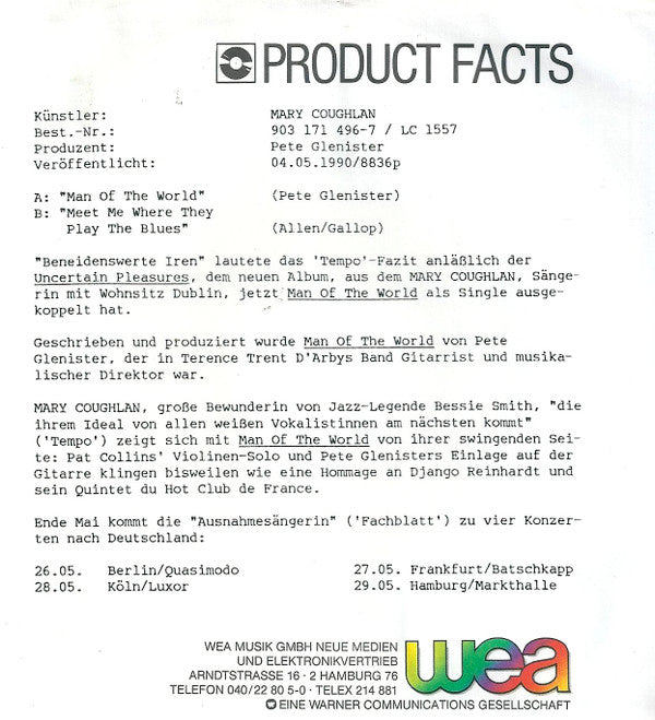 Mary Coughlan : Man Of The World (7", Single)