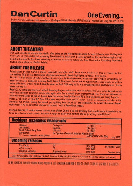 Dan Curtin : One Evening With Mrs.. (12", W/Lbl, Sti)