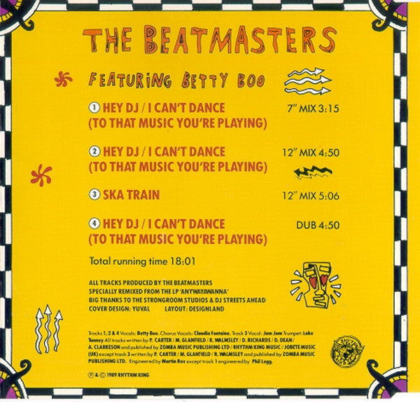 The Beatmasters Featuring Betty Boo : Hey DJ / I Can't Dance (To That Music You're Playing) / Ska Train (CD, Maxi)