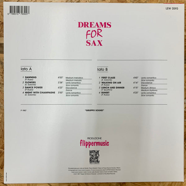 Gruppo Sound : Dreams For Sax (LP, Ltd, RE, RM)