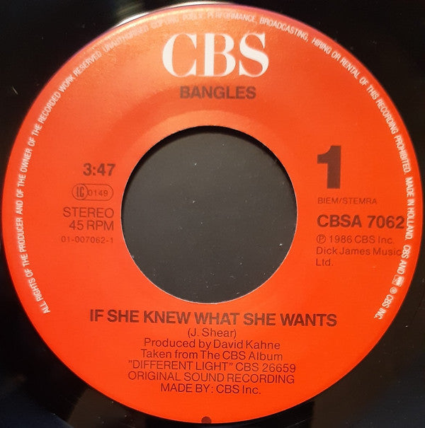Bangles : If She Knew What She Wants (7", Single)