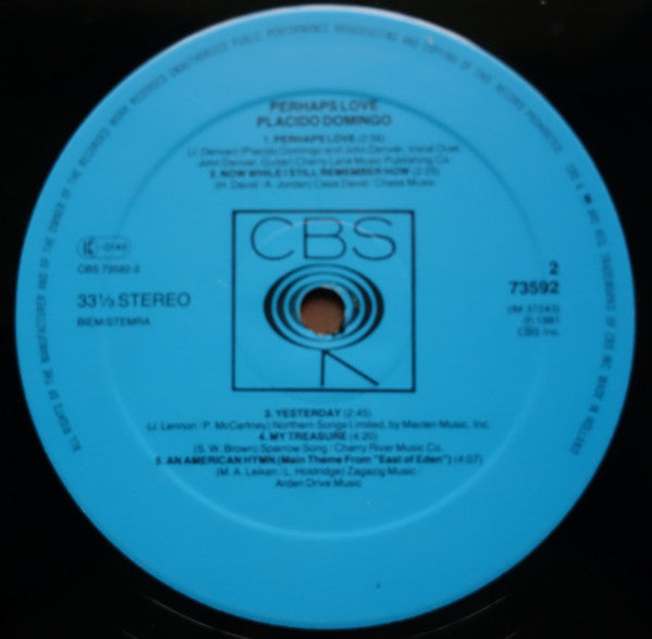 Placido Domingo With John Denver : Perhaps Love (LP)