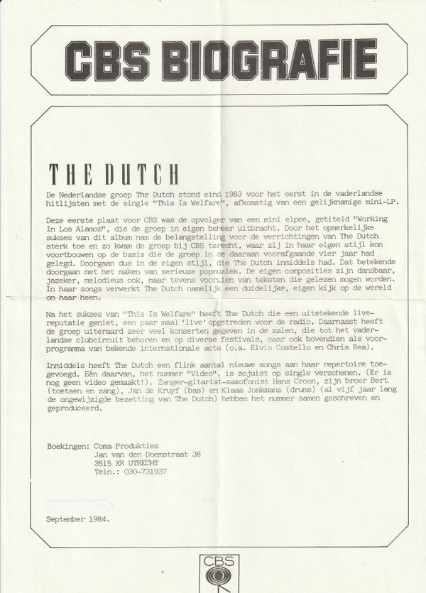 The Dutch : Video (7", Single)