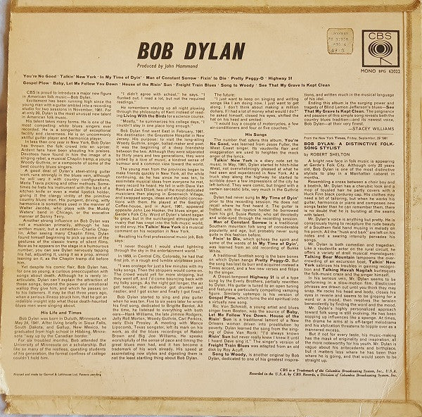 Bob Dylan : Bob Dylan (LP, Album, Mono, RP)