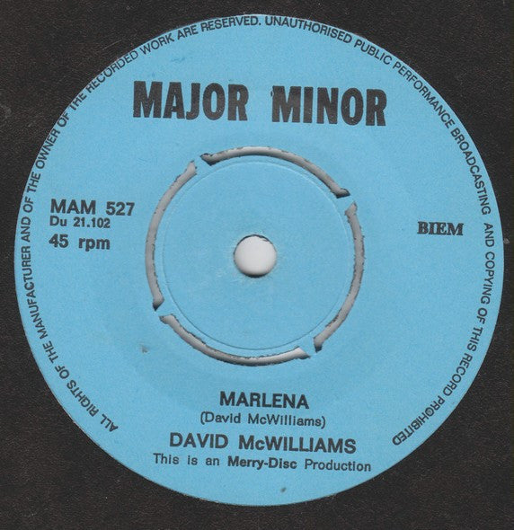 David McWilliams : Can I Get There By Candlelight / Marlena (7", Single)