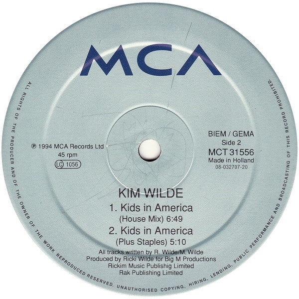 Kim Wilde : Kids In America 1994 (12", Maxi)