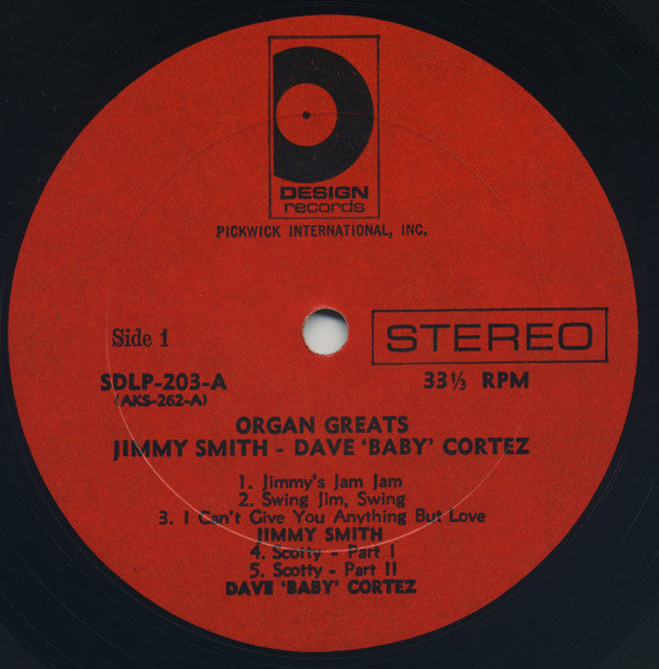 Jimmy Smith & Dave "Baby" Cortez : Organ Greats (LP, Comp)