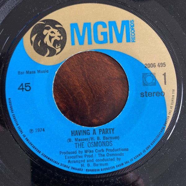 The Osmonds : Having A Party (7", Single)