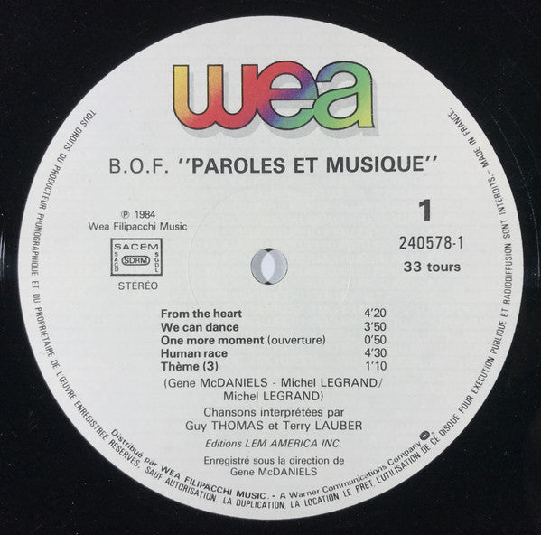 Michel Legrand : Paroles Et Musique (Bande Originale Du Film) (LP)