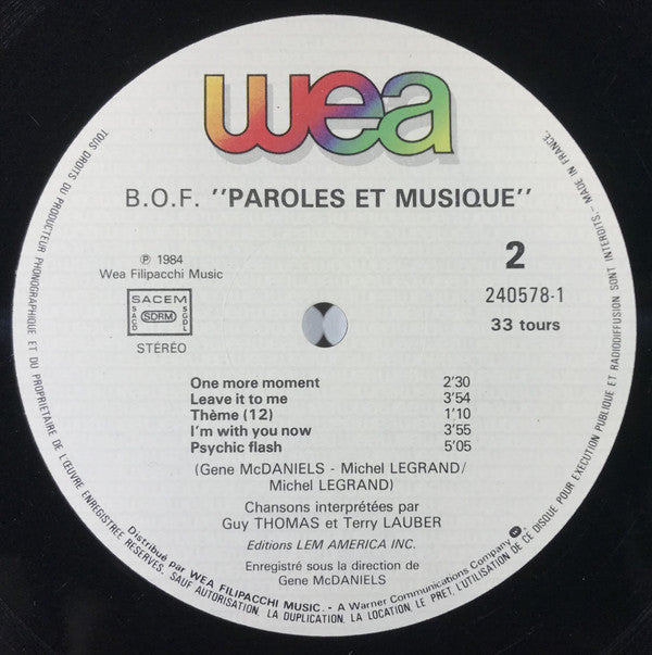Michel Legrand : Paroles Et Musique (Bande Originale Du Film) (LP)