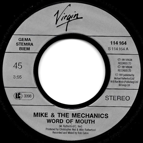 Mike & The Mechanics : Word Of Mouth (7", Single)