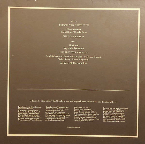 Ludwig van Beethoven - Wilhelm Kempff / Herbert von Karajan, Gundula Janowitz · Hilde Rössel-Majdan · Waldemar Kmentt · Walter Berry · Wiener Singverein · Berliner Philharmoniker : Pianosonates Pathétique/Mondschein / Slotkoor Negende Symfonie (LP, Comp, Gat)