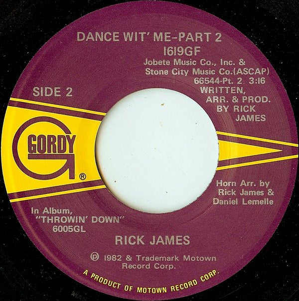 Rick James : Dance Wit' Me (7", Single)