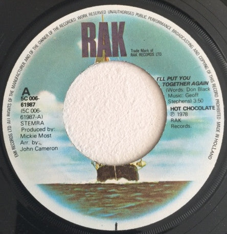 Hot Chocolate : I'll Put You Together Again (7", Single)