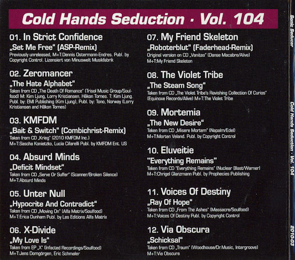 Various : Sonic Seducer Cold Hands Seduction · Vol. 104 (CD, Comp)