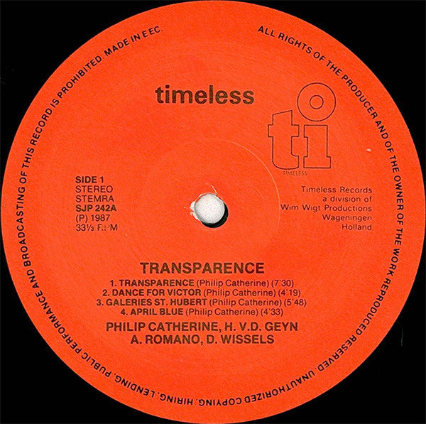 Philip Catherine : Transparence (LP, Album)