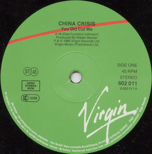 China Crisis : You Did Cut Me (12", Single)