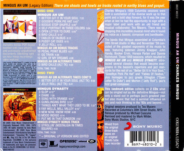 Charles Mingus : Mingus Ah Um (50th Anniversary 2-CD Deluxe Set) (CD, Album, RE + CD, Album, Enh, RE + Comp)