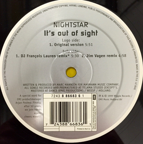 Nightstar : It's Out Of Sight (12")