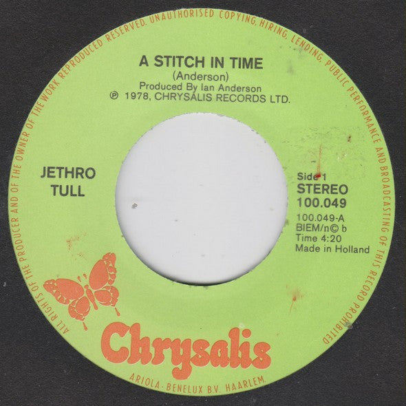Jethro Tull : A Stitch In Time (7", Single)