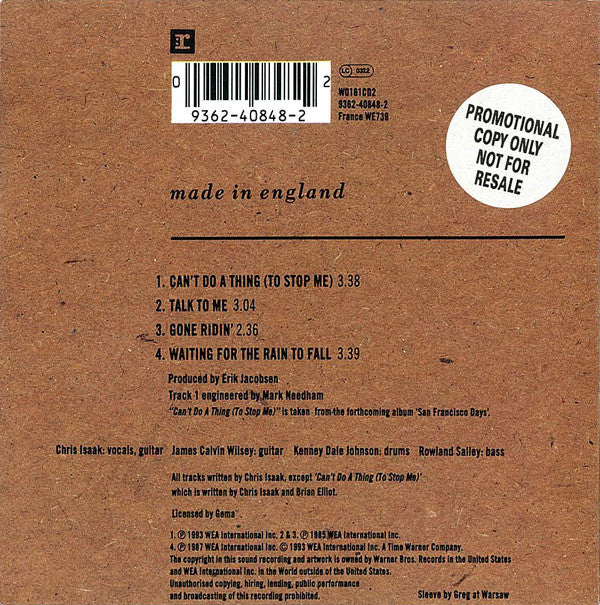 Chris Isaak : Can't Do A Thing (To Stop Me) (CD, Single, CD2)