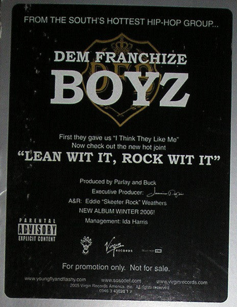 Dem Franchize Boyz : Lean Wit It, Rock Wit It (12", Single, Promo)