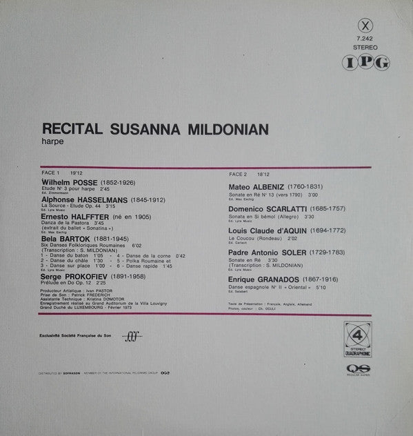 Susanna Mildonian : Trois Siecles De Harpe En Europe (LP, Album, Comp, Quad, Gat)