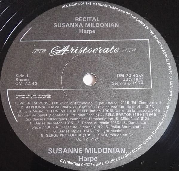 Susanna Mildonian : Trois Siecles De Harpe En Europe (LP, Album, Comp, Quad, Gat)