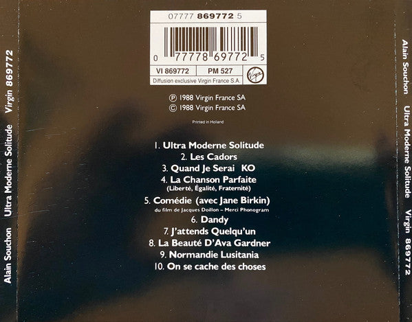 Alain Souchon : Ultra Moderne Solitude (CD, Album, RE)