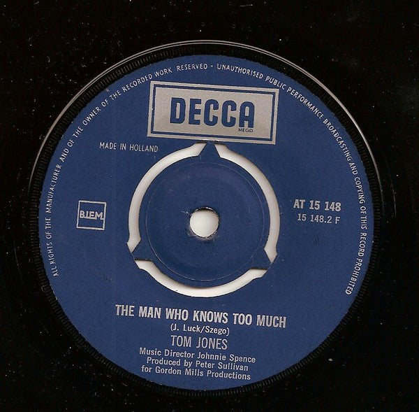 Tom Jones : Without Love / A Man Who Knows Too Much (7", Single, Mono)