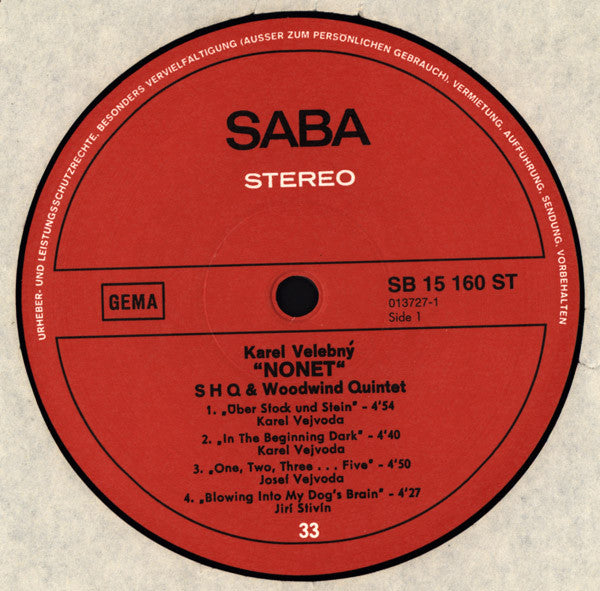 Karel Velebný, SHQ : Nonet (LP, Album, RE, 180)