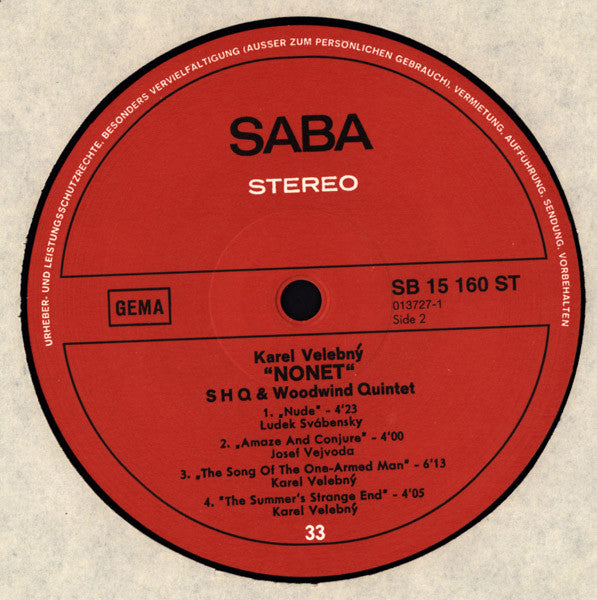 Karel Velebný, SHQ : Nonet (LP, Album, RE, 180)