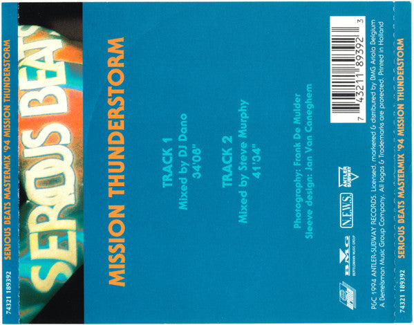 Various : Serious Beats Mastermix '94 Part 1 - Mission Thunderstorm (CD, Comp, Mixed)