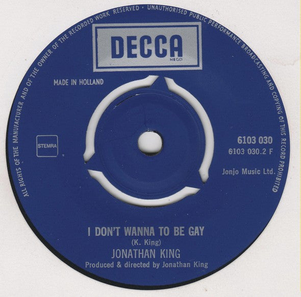 Jonathan King : Hooked On A Feeling (7", Mono, Pap)